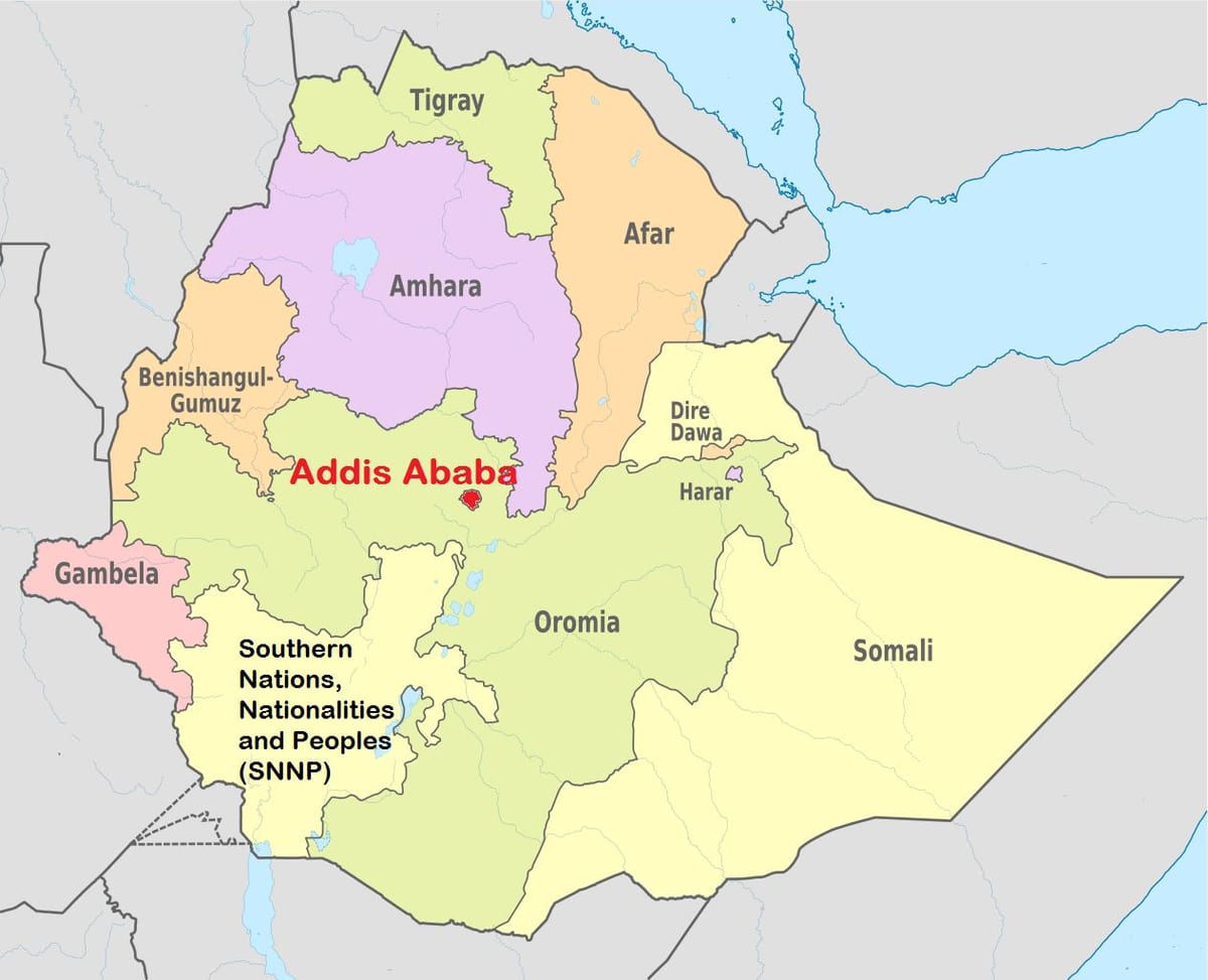 addis abeba Ethiopië kaart wêreld