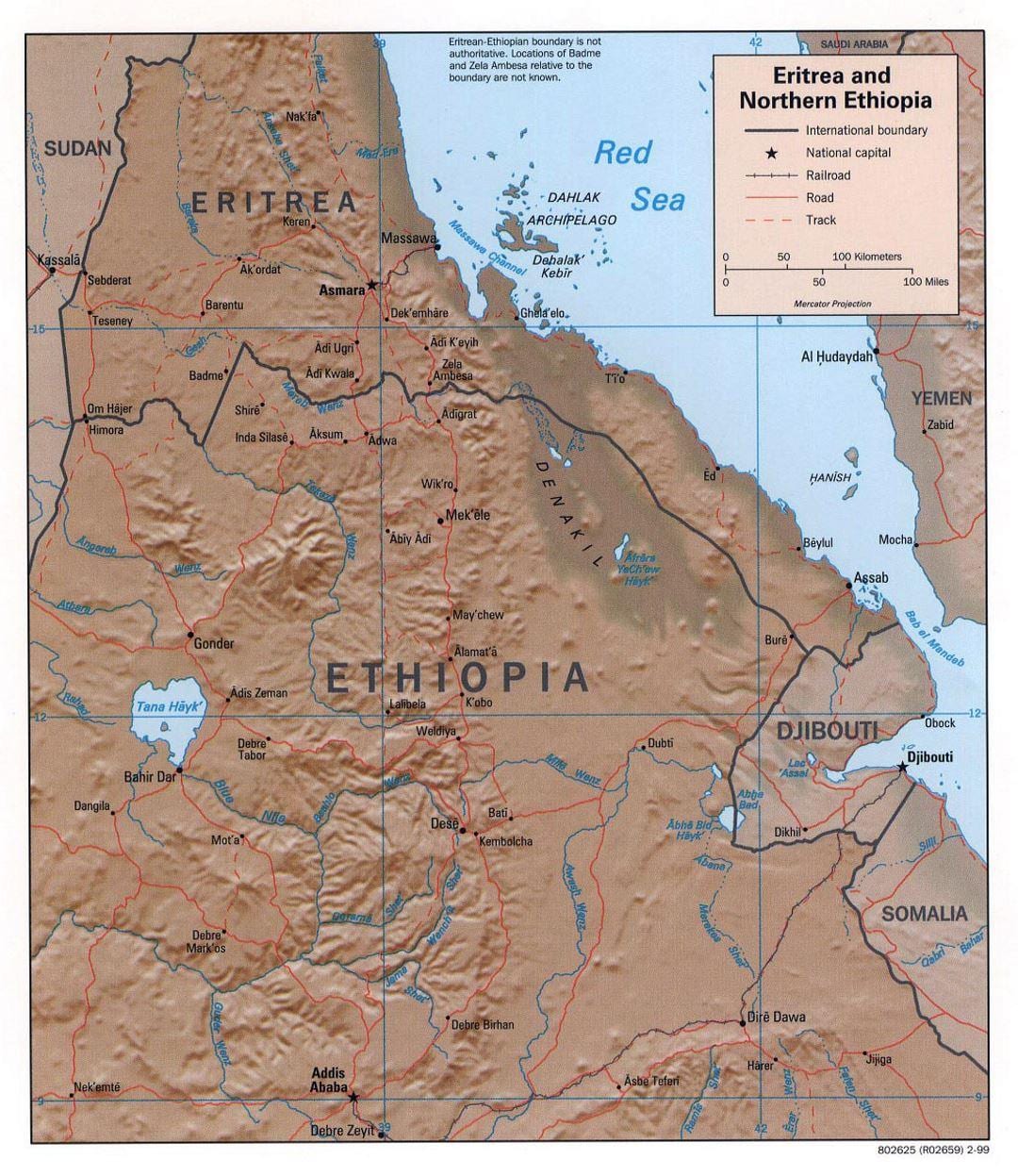 kaart van die noorde van Ethiopië