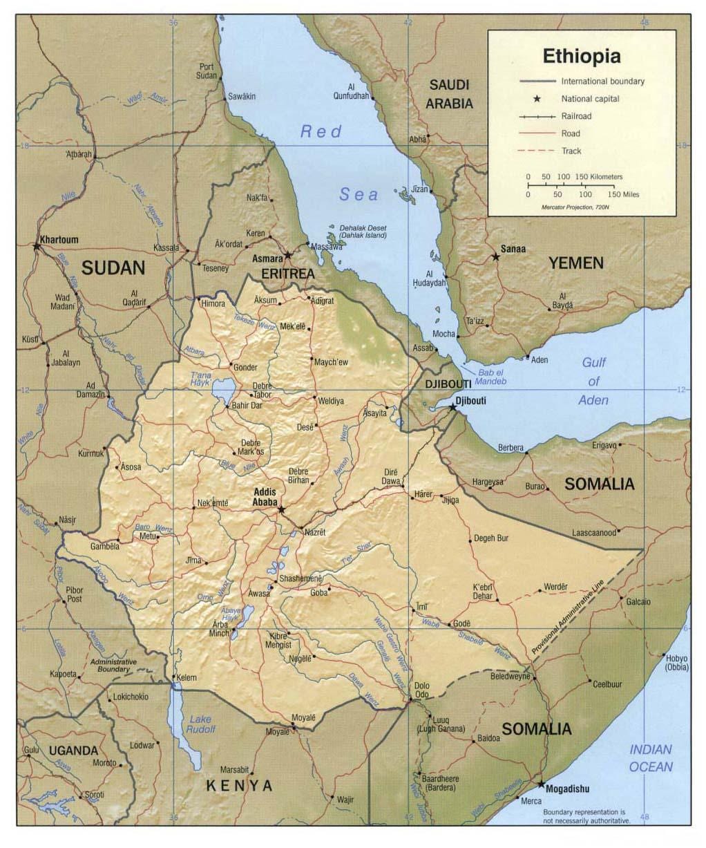 kaart van Ethiopië kaart 1980