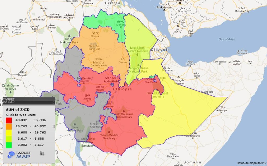 Ethiopië provinsies kaart