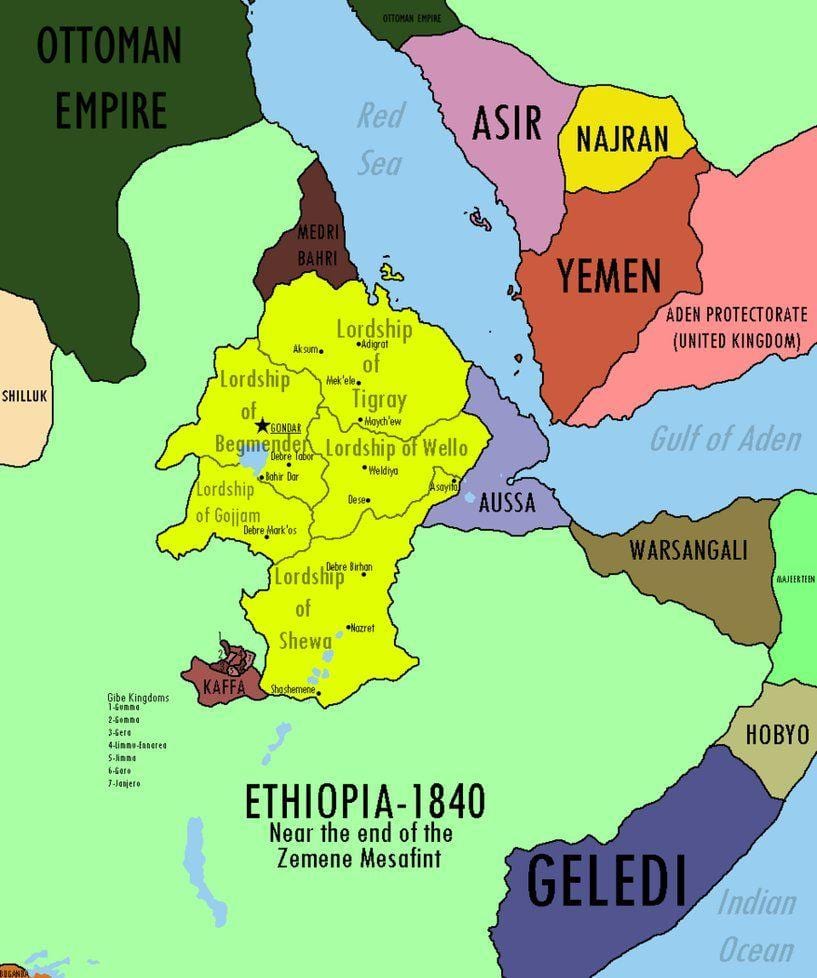 kaart van die Ethiopiese ryk