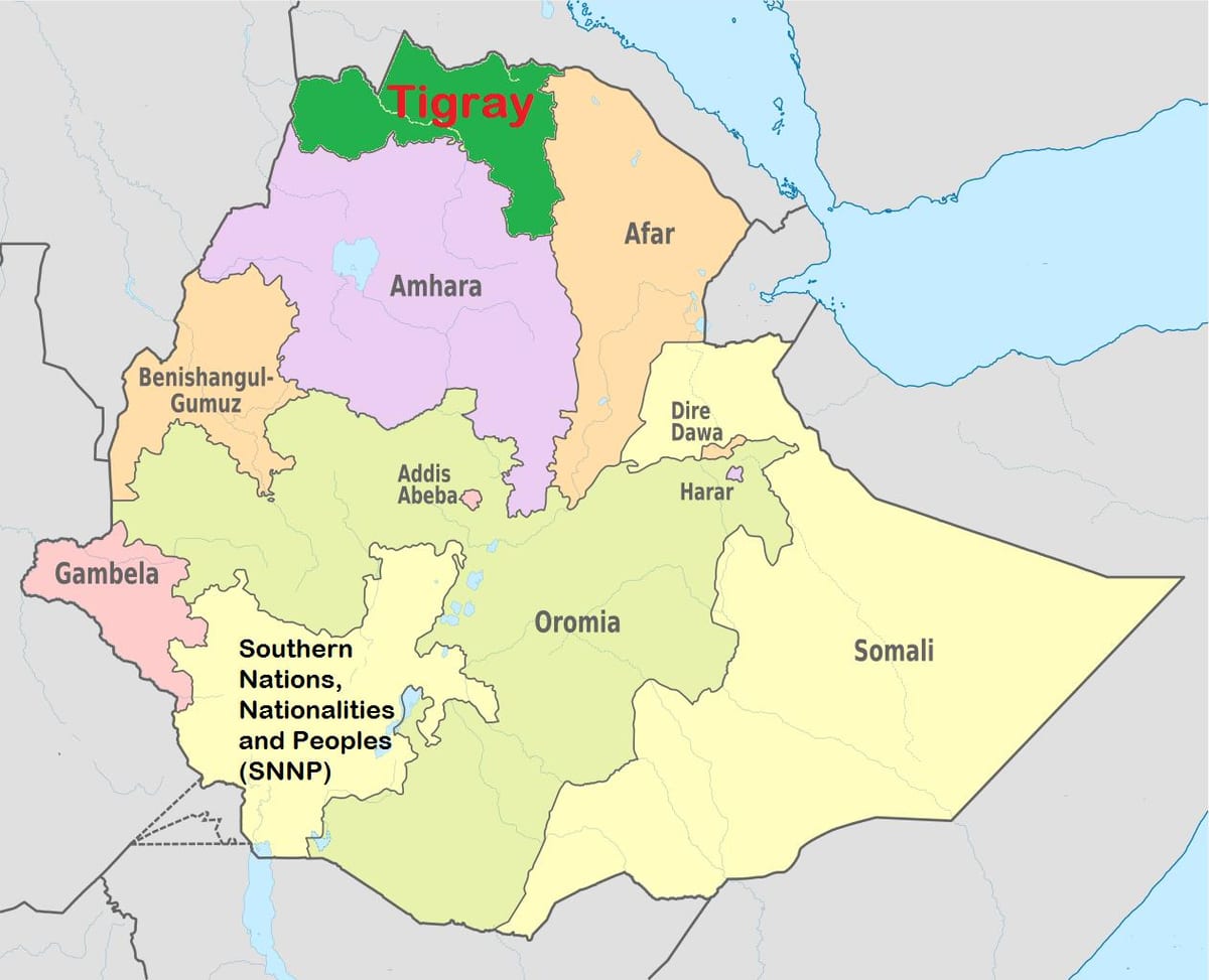 Ethiopiese tigray kaart