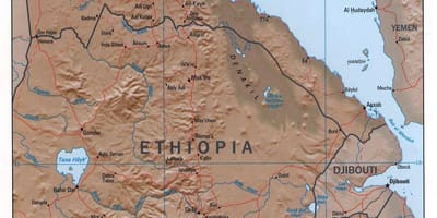 Kaart van die noorde van Ethiopië