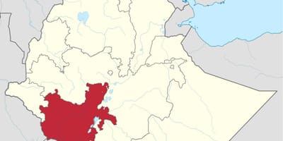 Kaart van die suide van Ethiopië