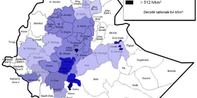 Ethiopië bevolkingsdigtheid kaart