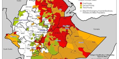 Kaart van Ethiopië droogte