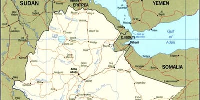 Geografiese kaart van Ethiopië