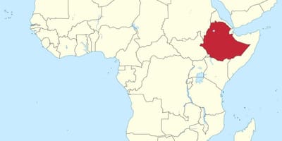 Kaart van afrika wat Ethiopië