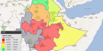 Ethiopië provinsies kaart