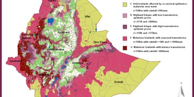 Kaart van Ethiopië malaria