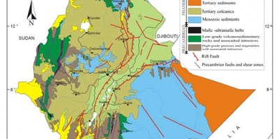 Kaart van Ethiopië natuurlike hulpbronne
