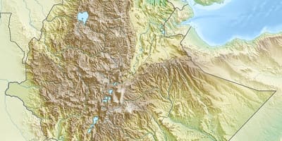 Kaart van die Ethiopiese berge