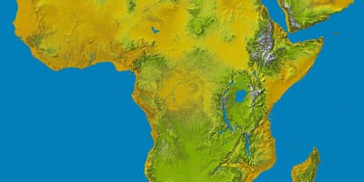 Kaart van die Ethiopiese hooglande op die wêreld