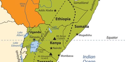 Kaart van die Ethiopiese plato-afrika