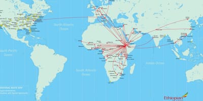 Kaart van die Ethiopiese roete