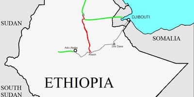 Ethiopiese spoorweg-kaart