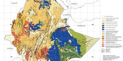 Kaart van geologiese kaart van Ethiopië